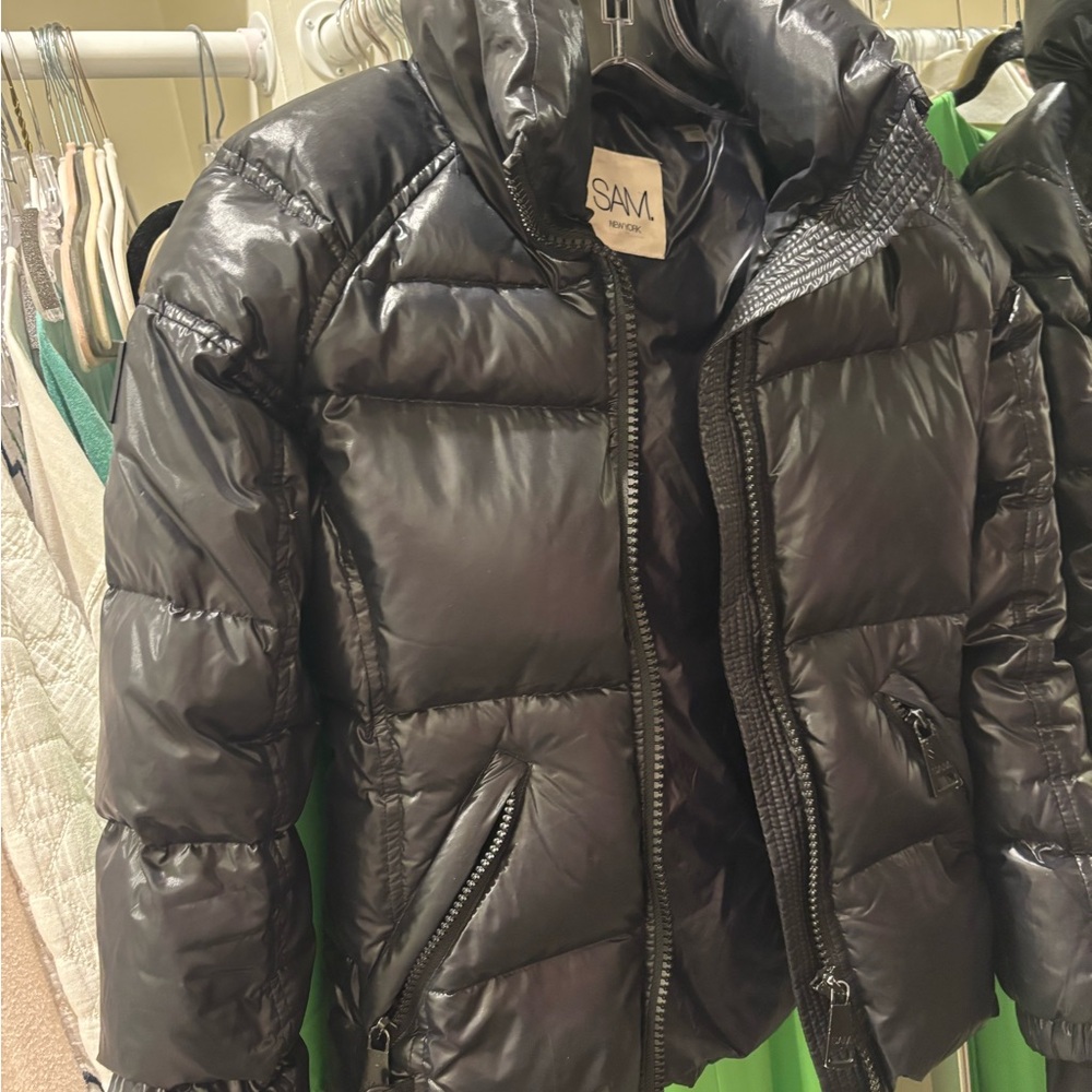 SAM. Shiny Black Puffer Coat